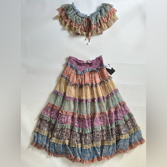 Zimmermann Carnaby Tiered Ruffle Skirt and Top 0P 1 XS S - Picture 7 of 10